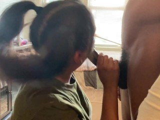 Latina with pigtails bringing bbc the slop top