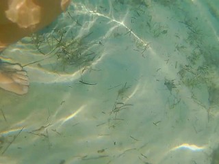 Close Up FUCK in the Sea # Underwater CUM leak n Vagina Cleaning