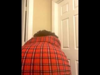 Chubby Ebony teen shaking ass in short dress