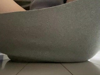 Press your finger against the pussy from the top of the tight skirt.