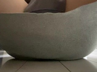 Press your finger against the pussy from the top of the tight skirt.