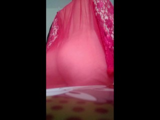 Curvy pregnant girl big ass - shaking booty in see through red babydoll lingerie - pregnancy video