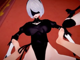 Nier Automata Futamata - Futas 2B and A2 male taker pov