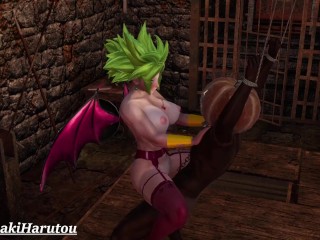 Dragon Ball Super 3D Hentai - Succubus Kefla SSJ Riding BBC of Tied Up Halloween Pumpkin Man