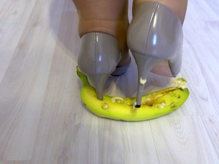 High heels crush banana.