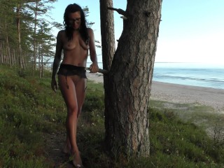 Amateur Milf masturbation in the woods on the beach. Milf public masturbation. Milf public orgasms