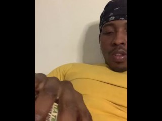 Black guy stroke big ,dirty talk and cum 