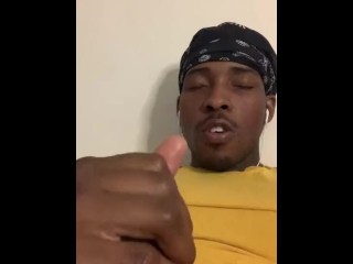 Black guy stroke big ,dirty talk and cum 