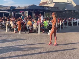 Monika Fox Walks The Streets Of Cap d'Agde Naked