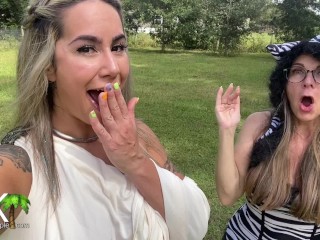 Slutty Influencers use their bodies & blowjob skills to escape! HUGE CUM LOAD IN BOTH MOUTHS!