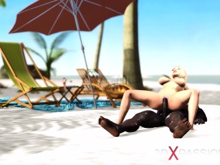A super sexy horny blonde gets fucked by BBC in the desert island