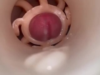 Fucking my Fleshlight with vibrating butt plug makes my CUM SO HARD