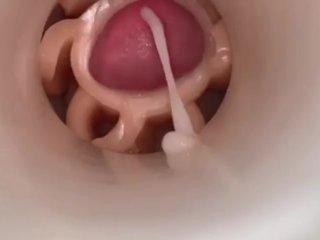 Fucking my Fleshlight with vibrating butt plug makes my CUM SO HARD