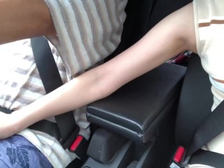 While driving a car, playing his dick / Masochistic boy was so cute because his dick was erected, …