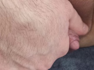 Masturbating big clit cock FTM