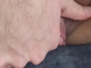 Masturbating big clit cock FTM