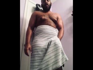 Thick Black Dick Towel Bulge Rub and Stroke - Daddy Dame