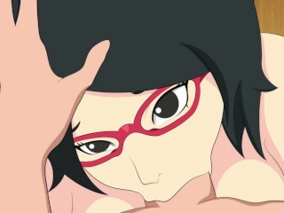 Boruto Sarada sucking cock deepthroat hentai