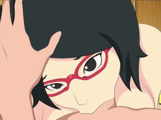 Boruto Sarada sucking cock deepthroat hentai