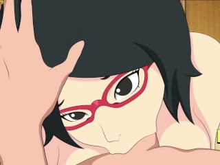 Boruto Sarada sucking cock deepthroat hentai