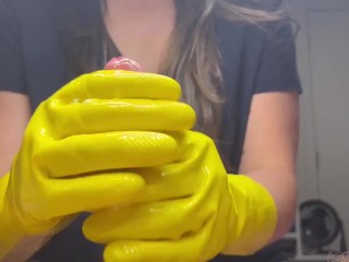 Yellow Latex Household Glove HJ huge cum