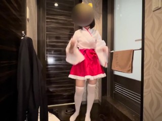 ※放送事故※18歳J●のハロウィン巫女コスプレ！ぷにぷに太ももに卑猥な落書きまみれ！エロ巫女J◯が最後はピストンをしていないのに、挿入したまま7回連続爆イキ？！？