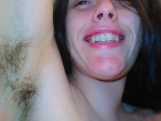 PinkMoonLust Exhibitionist Showing Off Hairy Armpits Hairy NIPPLES Pale Skin Dark Hair Fetish Slut