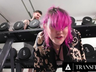 TRANSFIXED - Trans Cutie Lena Moon Gets STUCK In Public Gym & POUNDED By Big Dick Stud!