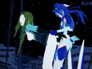 Phara Suyûf and Tsubasa Kazanari have intense futanari sex outdoors. - Symphogear Hentai