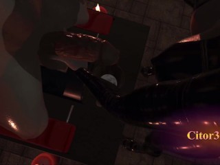 Citor3 3D VR Game Recording SFM Latex big tits mistress milks slave on sybian with lots of precum