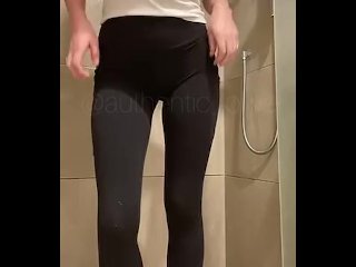Showering in yoga pants 