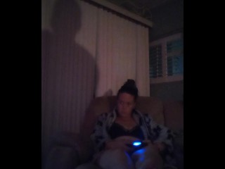 Smoking Cigarettes and Playing Video Games In My Black Bra and Panties Part 1