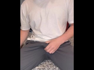 TEEN jerks BIG DICK off on marble and CUMS all over the counter🫣‼️ 19y/o