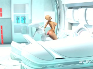 Super alien sex in the sci-fi lab. Futa alien plays with a young hottie