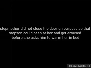 The young stepmother again gave herself to her stepson. - I will warm you step mom