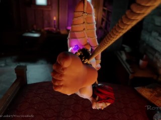 Triss in reverse shibari suspension (The Awakening)