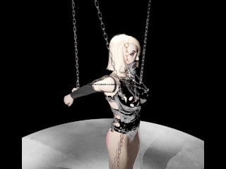 Blonde Teen Chained Gagged and Collared Hardcore 3D BDSM