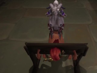 Redhead Elf has BSDM Threesome sex in a dungeon | Warcraft Parody