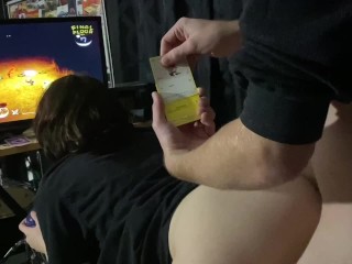 Fucking gf while opening Pokémon sword and shield booster packs and she plays Pikmin 2