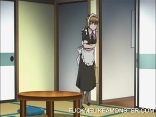 Masturbating anime maid in fantasy