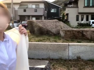 『素人個人撮影』巨乳熟女にピタッと白シャツで/ノーブラ散歩＆露出オナニー潮吹き//流出/晒し/視姦♡　japanese/hentai/asian/milf/mom/big tits/日本人/塾女/人妻