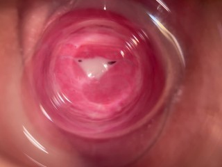 Camera deep inside Mia's vagina