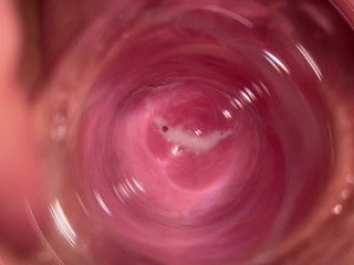 Camera deep inside Mia's vagina