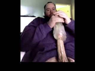 Two of My Thickest Cum Loads To Date With My Big Throbbing Cock Plowing A Clear Fleshlight