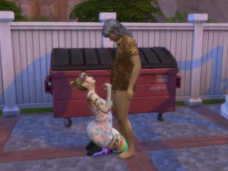 Thick Tatted Sim Sucks Off Old Man