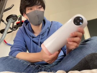 【オナニー】電動フェラホールでチンコ吸引されながら情けなくイってしまう大学生(カリ)　個人撮影　オナニー動画　ノンケ　喘ぎ声