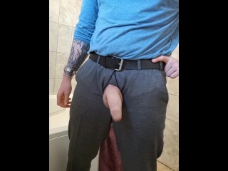 Hung cock piss and show-off in work trousers