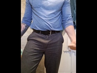 Hung cock piss and show-off in work trousers