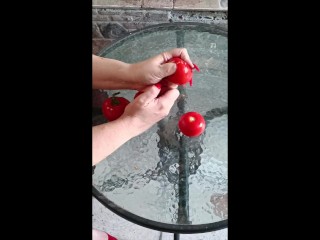crusching tomato feet fetish