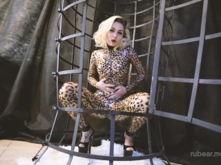 Latex cat in the cage